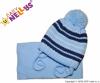 BABY NELLYS Zimní pletená čepička se šálou - pruhovaná modrá