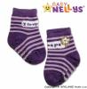 Bavlněné ponožky s ABS Baby Nellys ® I LOVE  - tm. fialové s proužkem