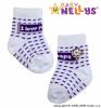 Bavlněné ponožky s ABS Baby Nellys ® I LOVE  - bílé s fialovými čárkami