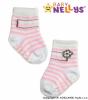 Bavlněné ponožky s ABS Baby Nellys ® I LOVE - bílé sv. růžový proužek