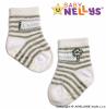 Bavlněné ponožky s ABS Baby Nellys ® I LOVE  - bílé šedý proužek