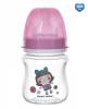Antikoliková lahvička se širokým hrdlem Canpol Babies Easy Start - TOYS 120 ml - růžová
