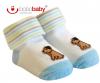 Kojenecké ponožky BOBO BABY - bílé s proužky - pejsek