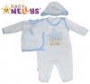 4-dílná kojenecká sada oblečení do porodnice Baby Nellys  ® - bílá/sv. modrý lem