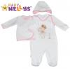 4-dílná kojenecká sada oblečení do porodnice Baby Nellys  ® - bílá/sv. růžový lem